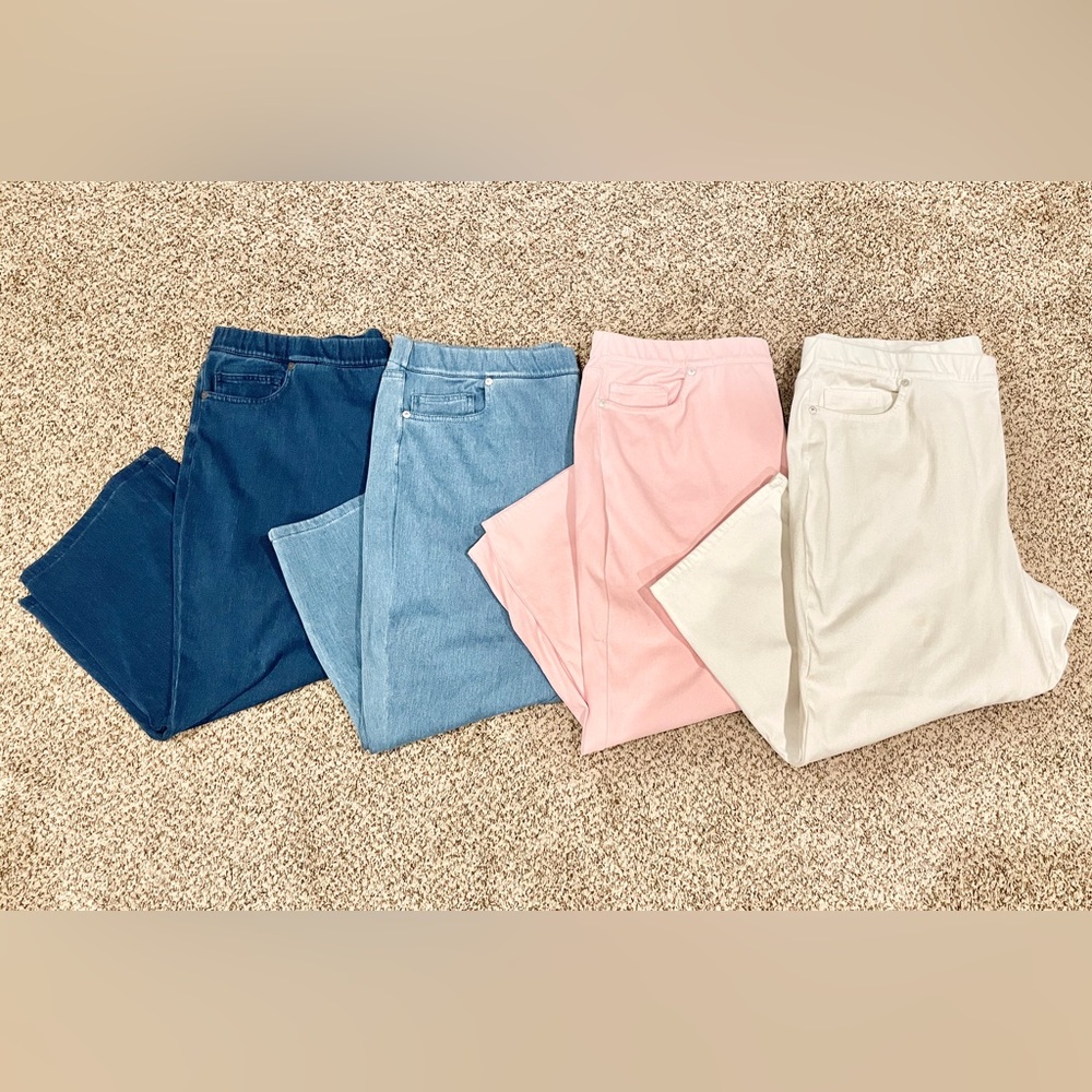 Lands End Denim Capri Pull-on Pants (set of 4)